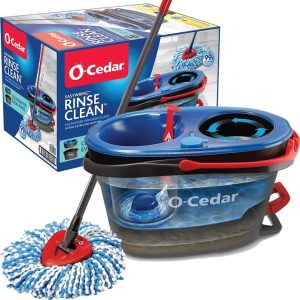 O-Cedar EasyWring, RinseClean 168534 Spin Mop System, Black/Red