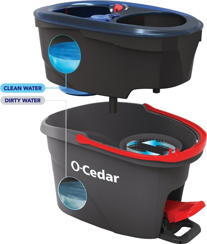 O-Cedar EasyWring, RinseClean 168534 Spin Mop System, Black/Red - Image 3