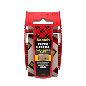 Scotch Box Lock 195-EF Packaging Tape, 22.2 yd L, 1.88 in W, Polypropylene Backing, Clear