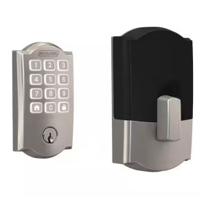 Schlage Arrive BE459WBVCAM619 Smart Wi-Fi Deadbolt with Camelot Trim, 1, AAA Grade, Key, Keypad Key, Metal, Satin Nickel