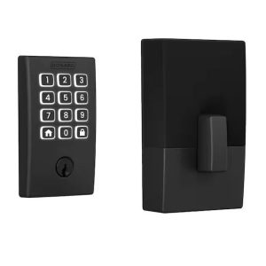 Schlage Arrive BE459WBVCEN622 Smart Wi-Fi Deadbolt with Century Trim, 1, AAA Grade, Key, Keypad Key, Metal, Matte Black