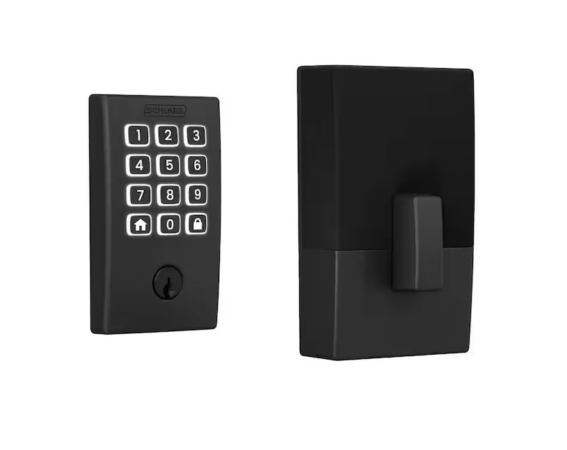 Schlage Arrive BE459WBVCEN622 Smart Wi-Fi Deadbolt with Century Trim, 1, AAA Grade, Key, Keypad Key, Metal, Matte Black